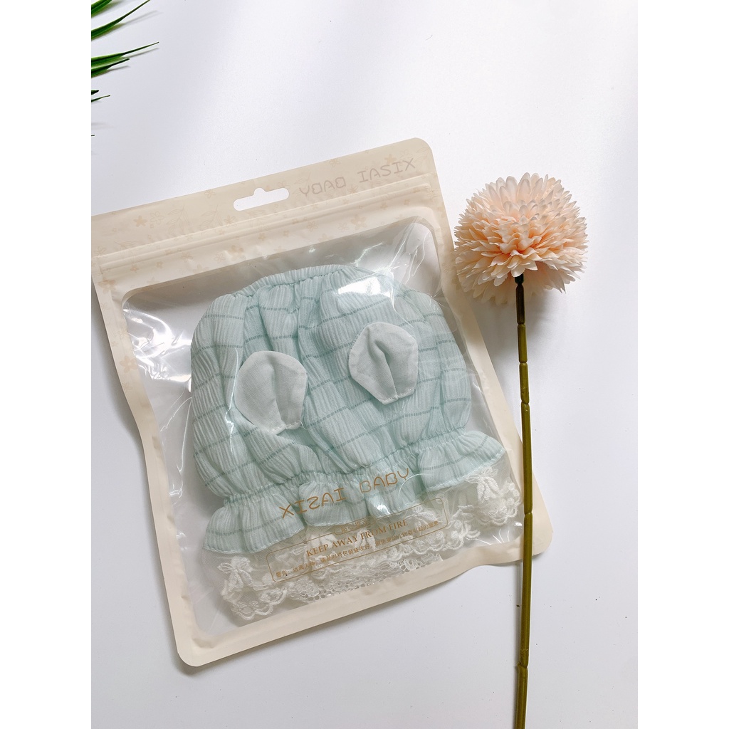 Mũ Nón Cho Bé Gái Viền Bèo Ren Rộng Vành Tiểu Thư có tai dễ thương