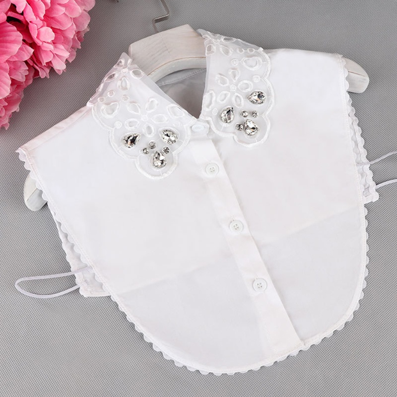 Cổ áo sơ mi giả bằng cotton phối ren hoa đính kim cương giả có thể tháo rời thời trang cho nữ | BigBuy360 - bigbuy360.vn