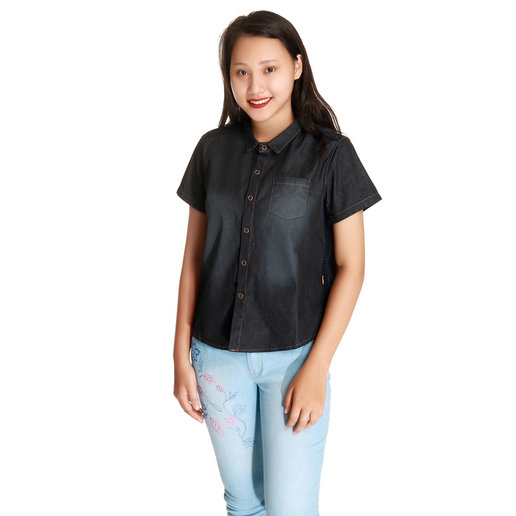 Áo bò nữ Narsis L7025 xanh đen ren