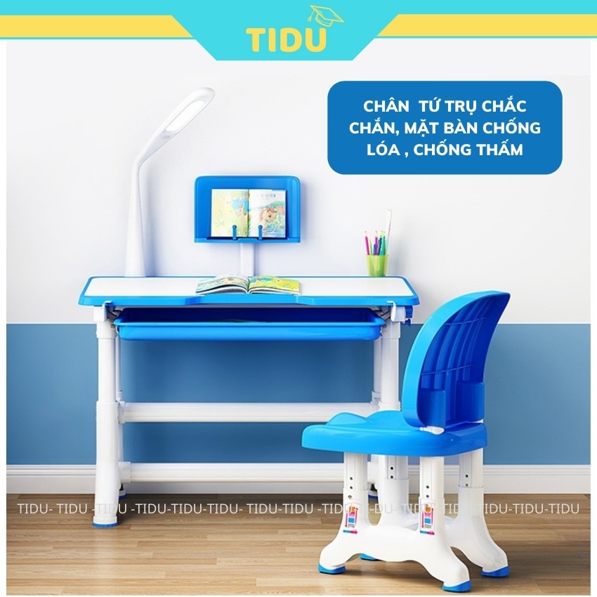 bộ bàn học chống gù Tidu B02 bàn ghế thông minh điều chỉnh độ cao kích thước 50x70cm