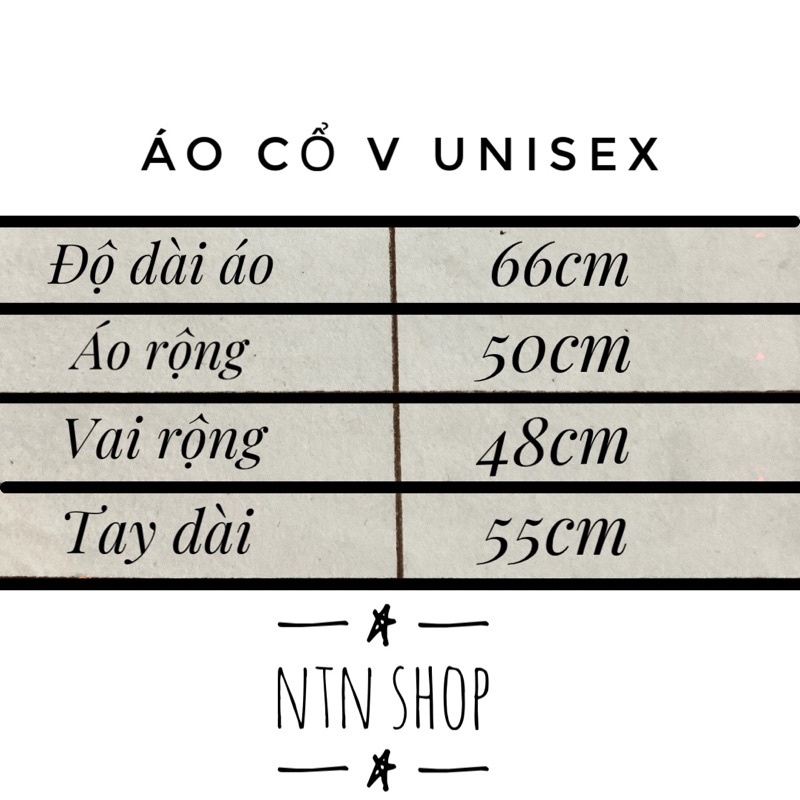 [ nhập mã NTN SHOP giảm tối đa 50k đơn 600k] Áo Unisex Tay dài Cổ V hàng Quảng Châu nam,nữ NTN shop.