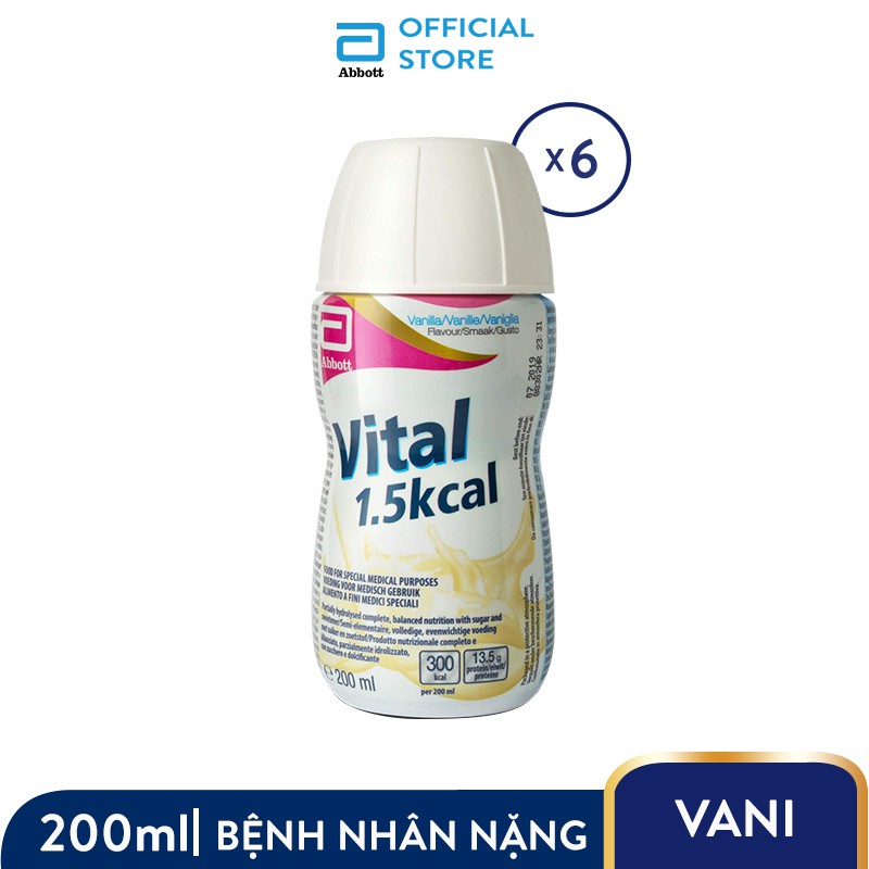 Lốc 6 chai Sữa nước Vital 1.5Kcal dành cho người bệnh nặng kém ăn 200ml/chai