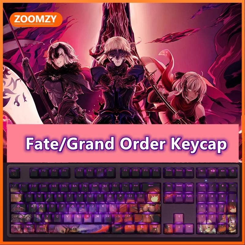 Fate / Grand Order Keycap Joan of Arc Keycap PBT Dye-Sublimation Bàn phím cơ học Keycap Cherry profile thông qua Light Anime Keycap 108 phím