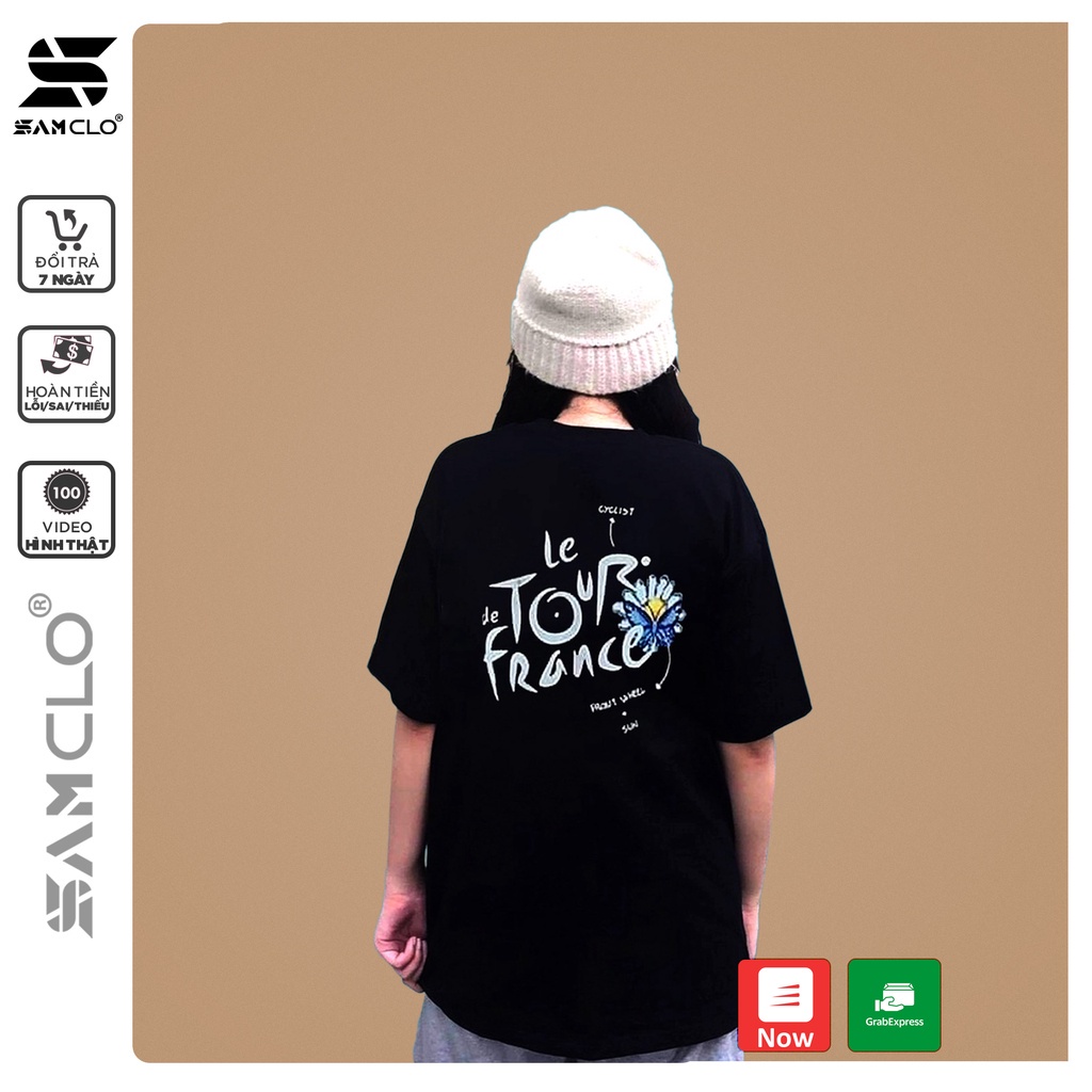 Áo thun tay lỡ nam nữ SAM CLO phông form rộng Unisex, mặc lớp, nhóm, cặp, in hình hoa cúc chữ FRIDAY THERAPY
