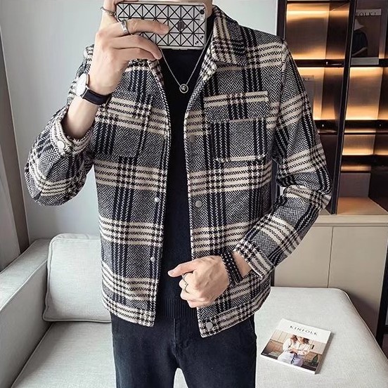Áo Khoác Dạ Phối Kẻ Dành Cho Nam Chất Cực Dày Dặn Lịch Lãm Sang Trọng