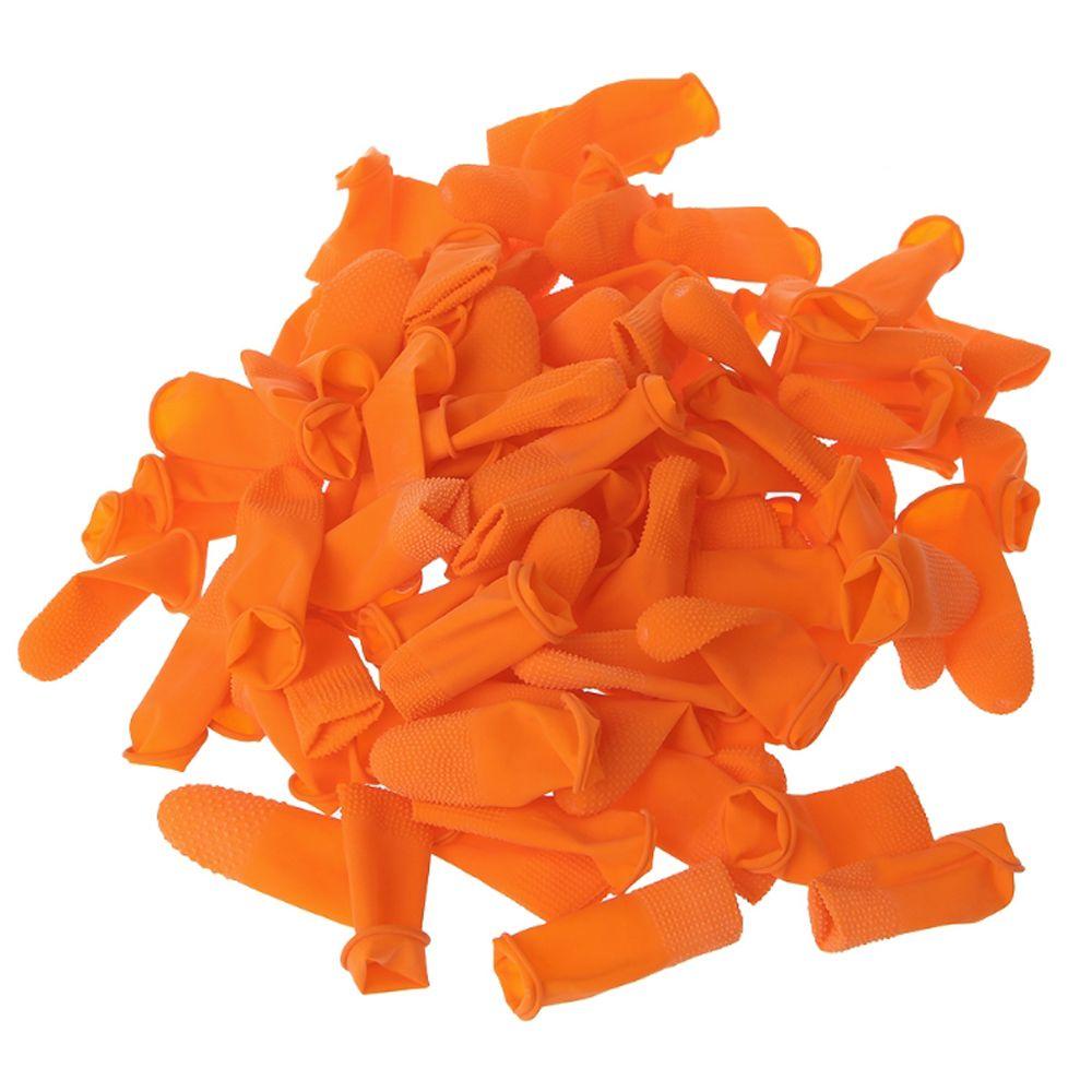 Set 100 Găng Tay Bảo Vệ Ngón Tay Màu Cam Chất Lượng Cao
