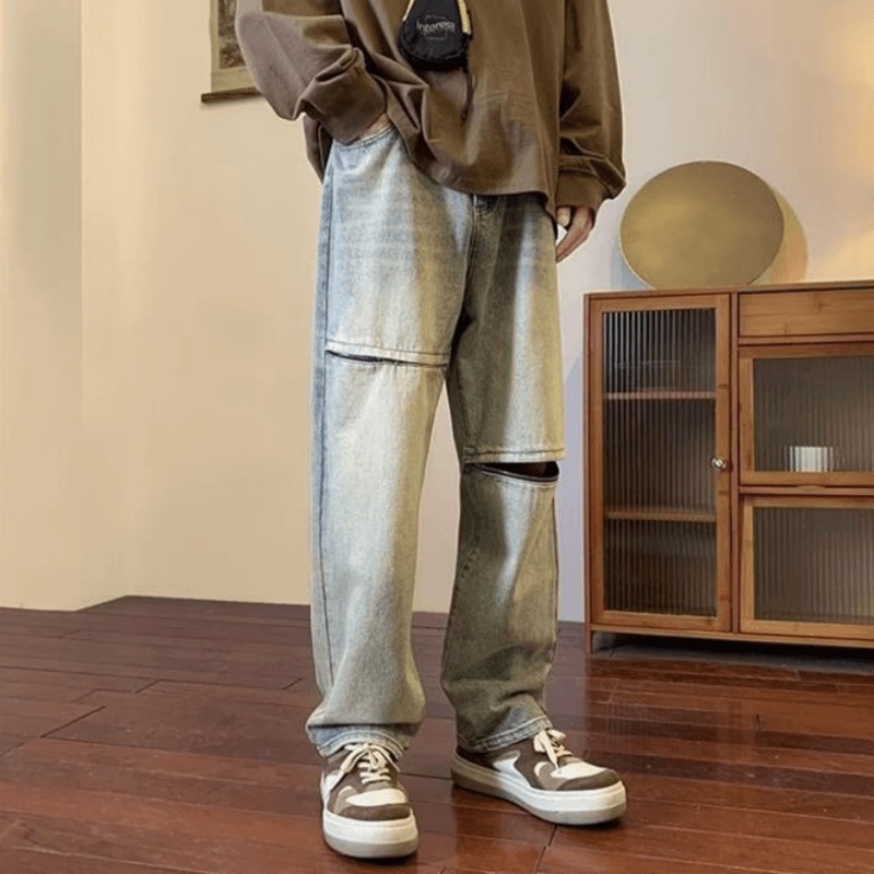 Quần jeans Rách Phong Cách Hip Hop Hàn Quốc Cá Tính Cho Nam Size S-3XL