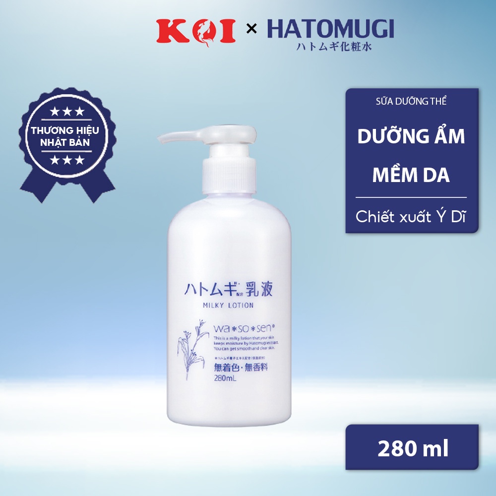 Sữa dưỡng thể chiết xuất ý dĩ Hatomugi Wasosen Milky Lotion 280ml