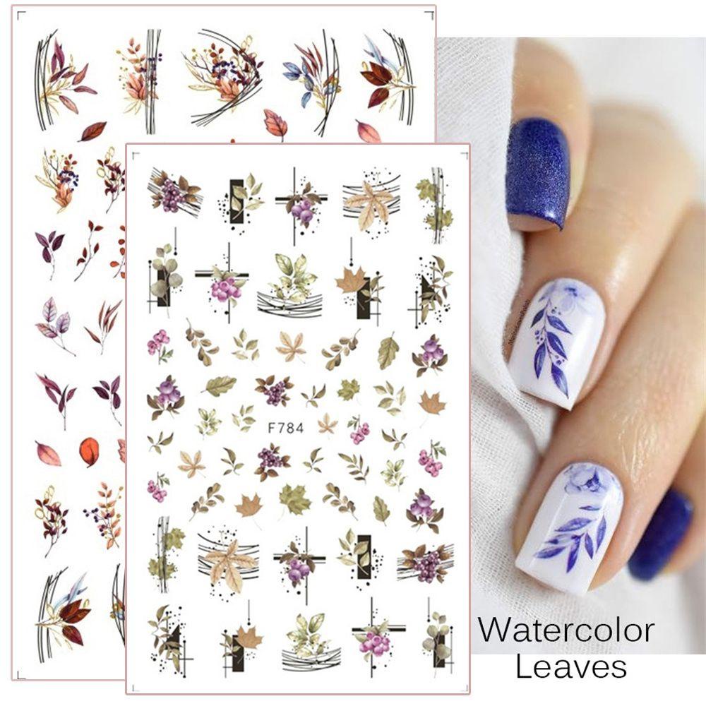 OCEANMAP Miếng Dán Trang Trí Móng Tay Họa Tiết Lá Phong Thời Trang