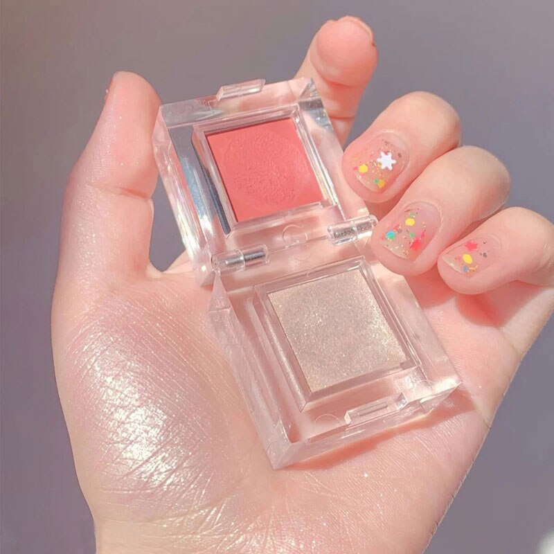 [Hàng mới về] Phấn má hồng / tạo khối 4 màu lì lấp lánh tùy chọn để trang điểm mặt / cơ thể
