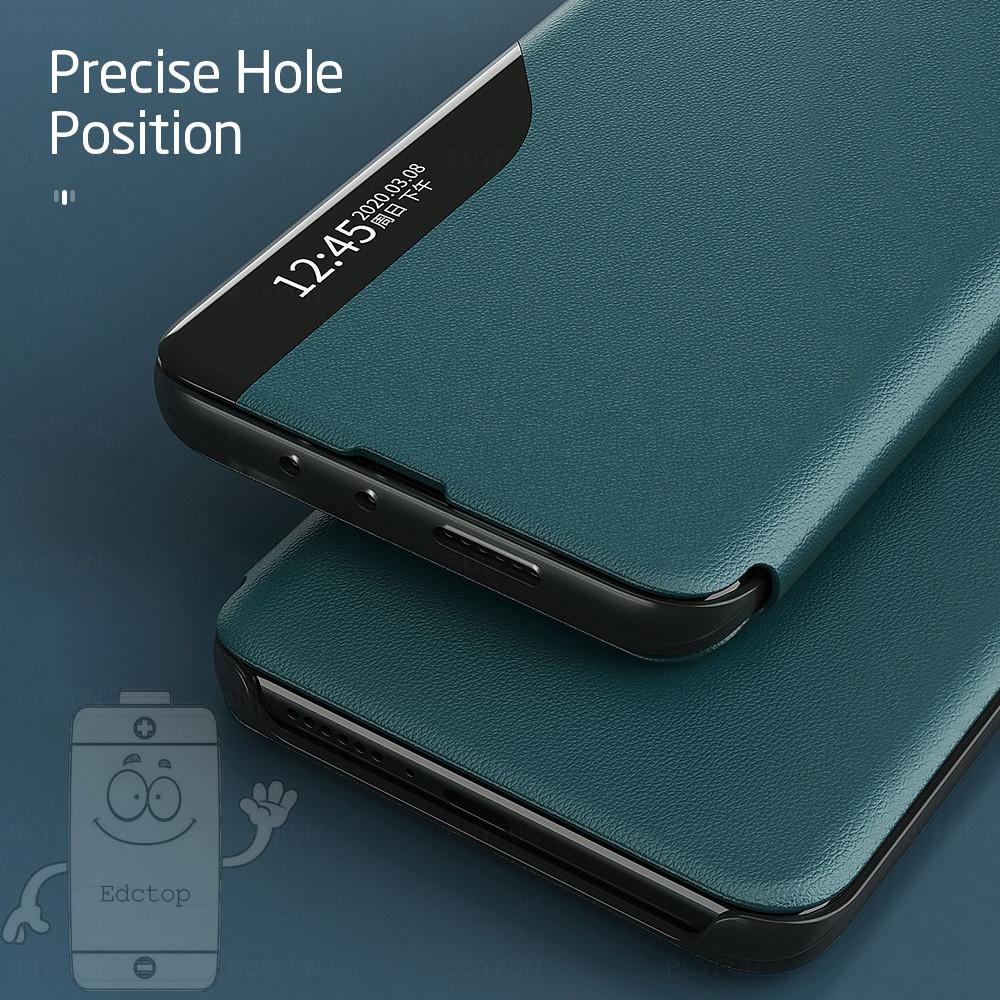 Smart Windows Leather Case Xiaomi MI 11 Note 10 5G Poco M3 Pro X3 NFC X3 Pro Full Body Phone Standing Stand Cover Shockproof Cases