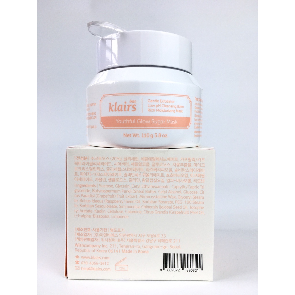 Mặt Nạ Loại Bỏ Tế Bào Chết Klairs Youthful Glow Sugar Mask 110g