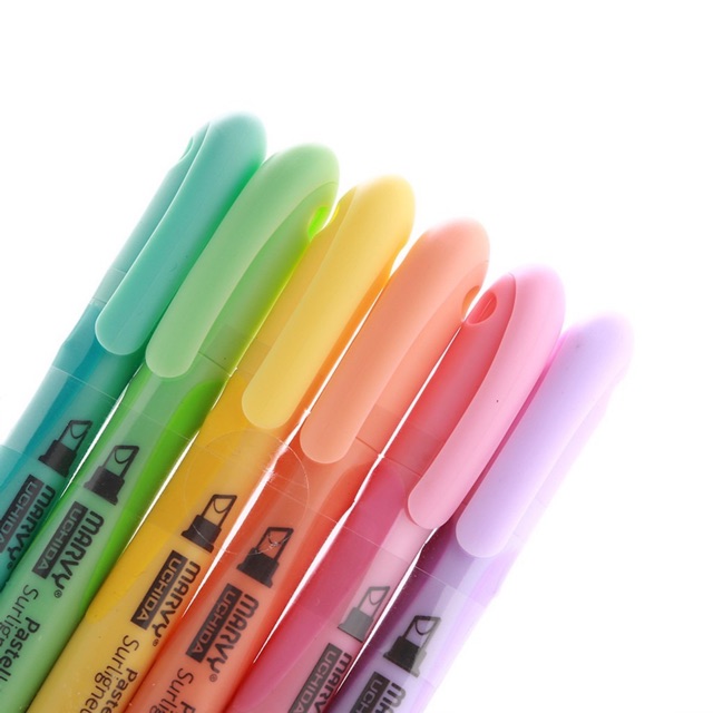 Bộ 6 cây bút dạ quang Marvy 8000-6P màu Pastel