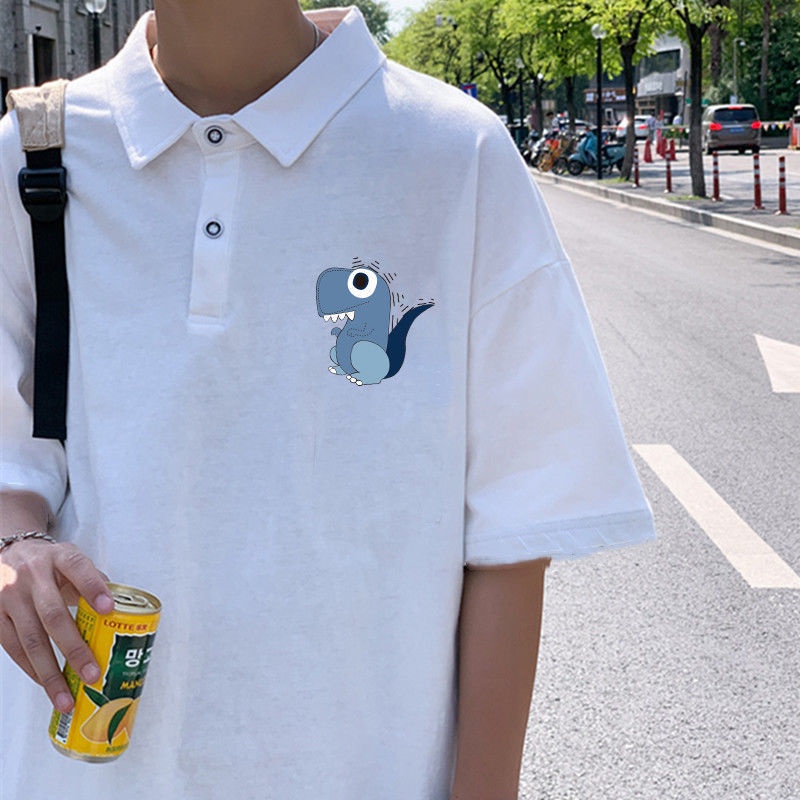 Áo Polo Nam Nữ Form Rộng Chất Thun Mềm Mát Phong Cách In Hình Bé Khủng Long Ngốc Nghếch Siêu Đáng Yêu TTQ0348