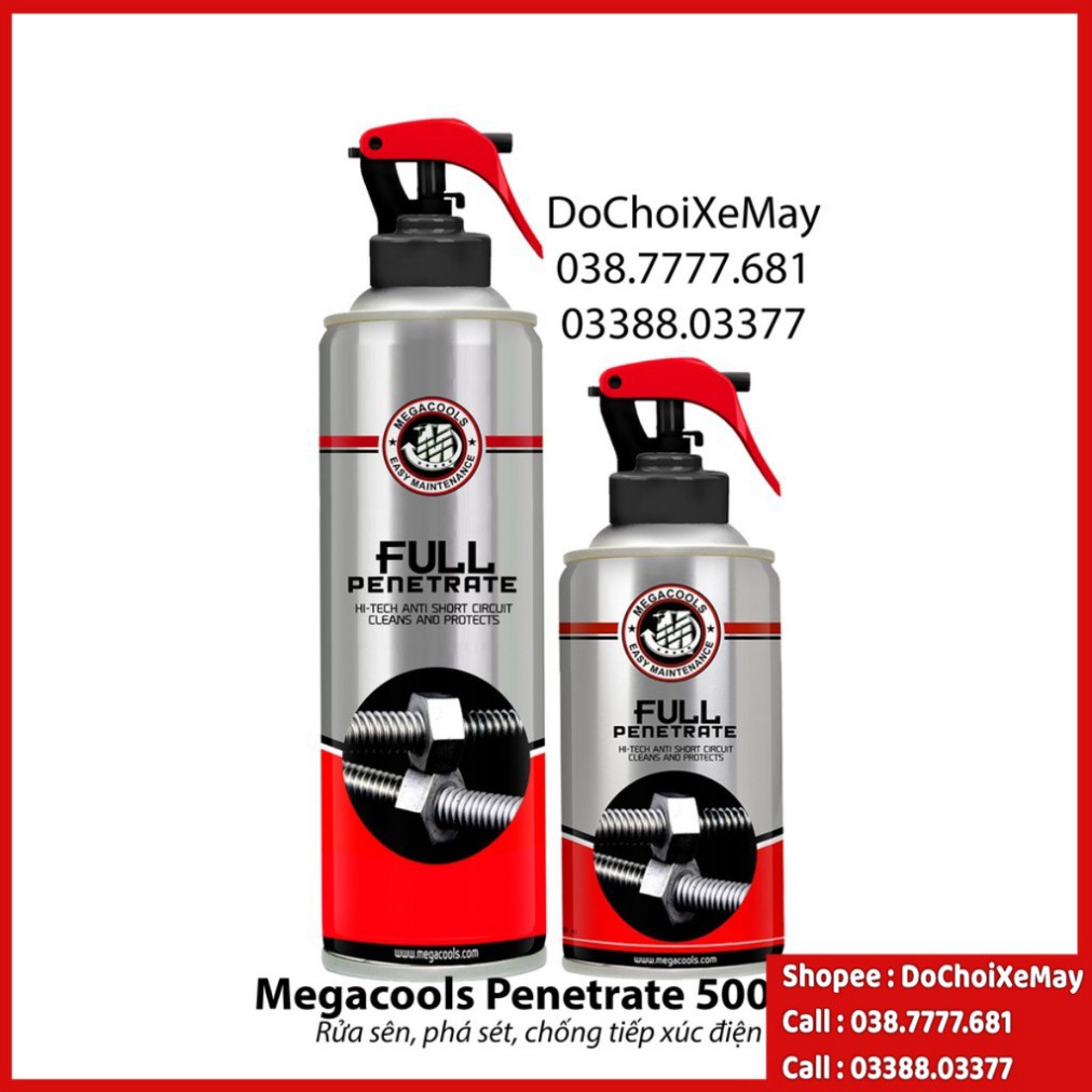 MEGACOOLS FULL PENETRATE 500ml Rửa sên, phá sét, chống ăn mòn, chống oxi hóa,MS 800 ĐẠI KA STORE