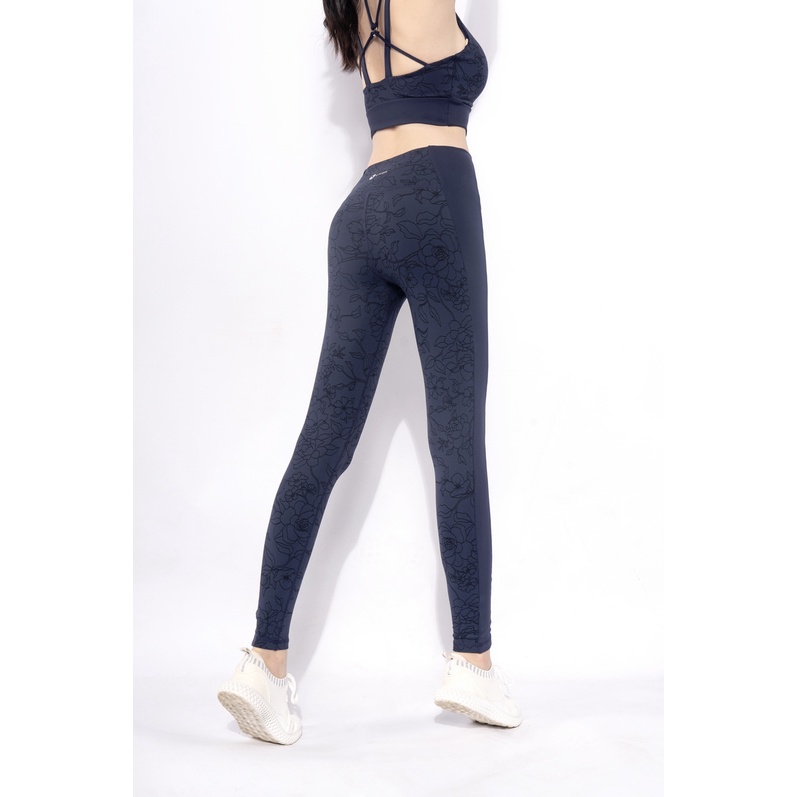 Set Đồ Tập Yoga Livan Sport Blooming Xanh Than Tặng Kèm Mút Ngực Cao Cấp