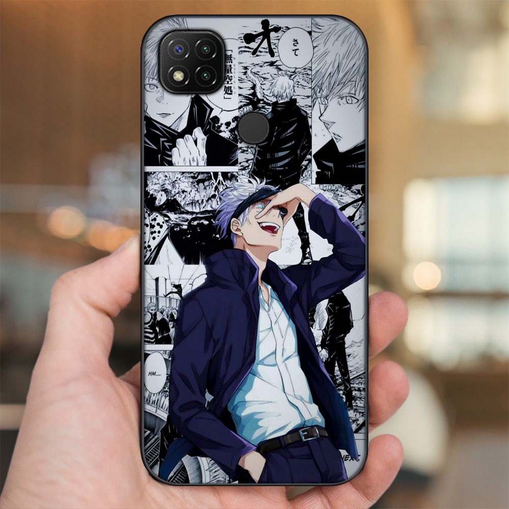 Ốp lưng Xiaomi Redmi 9C viền đen in hình Satoru Jujutsu Kaisen