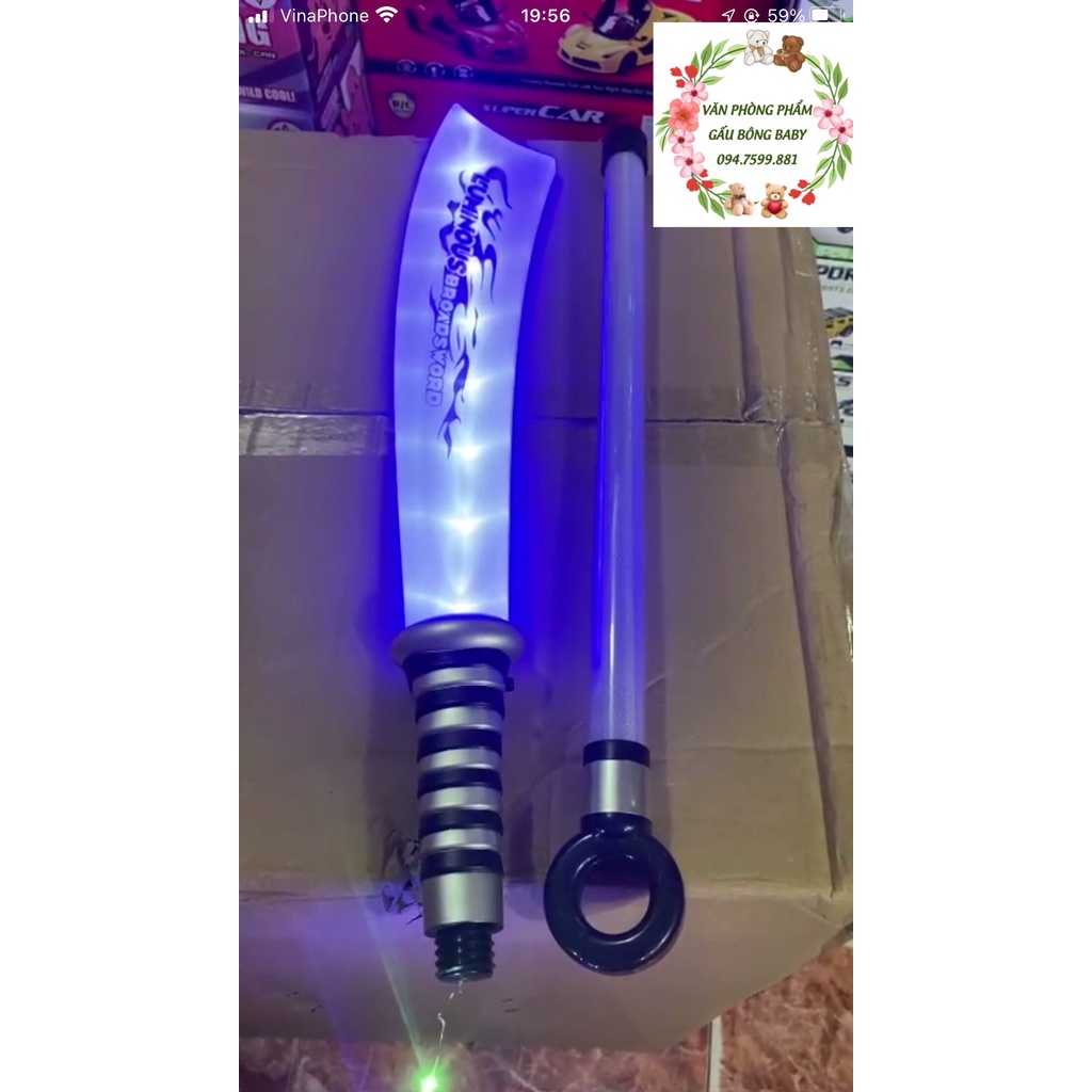 Đao nhựa đồ chơi phát sáng Quan Vũ  có đèn và âm thanh, tặng kèm pin dài 1m1 hottrend 2022