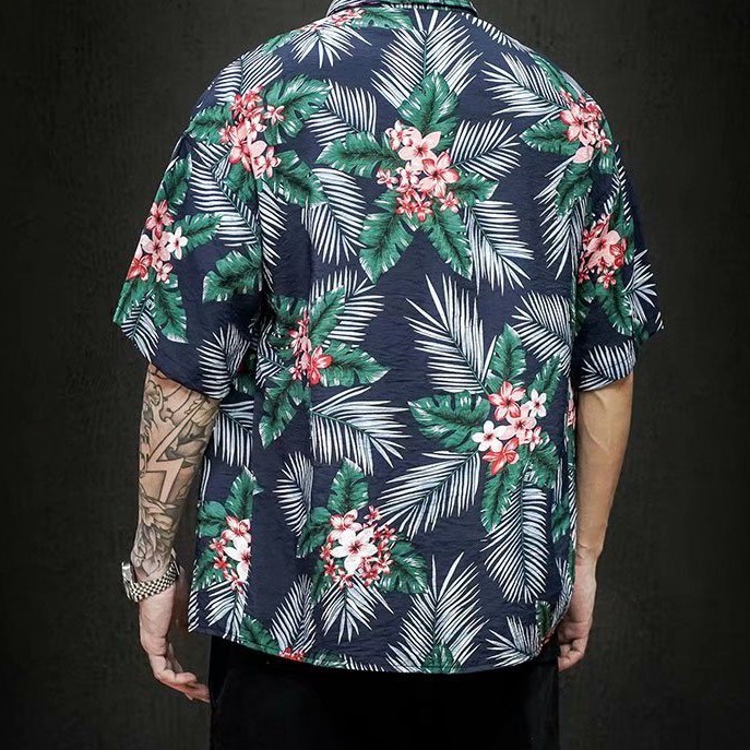 Áo sơ mi tay ngắn in họa tiết phong cách hawaii cho nam