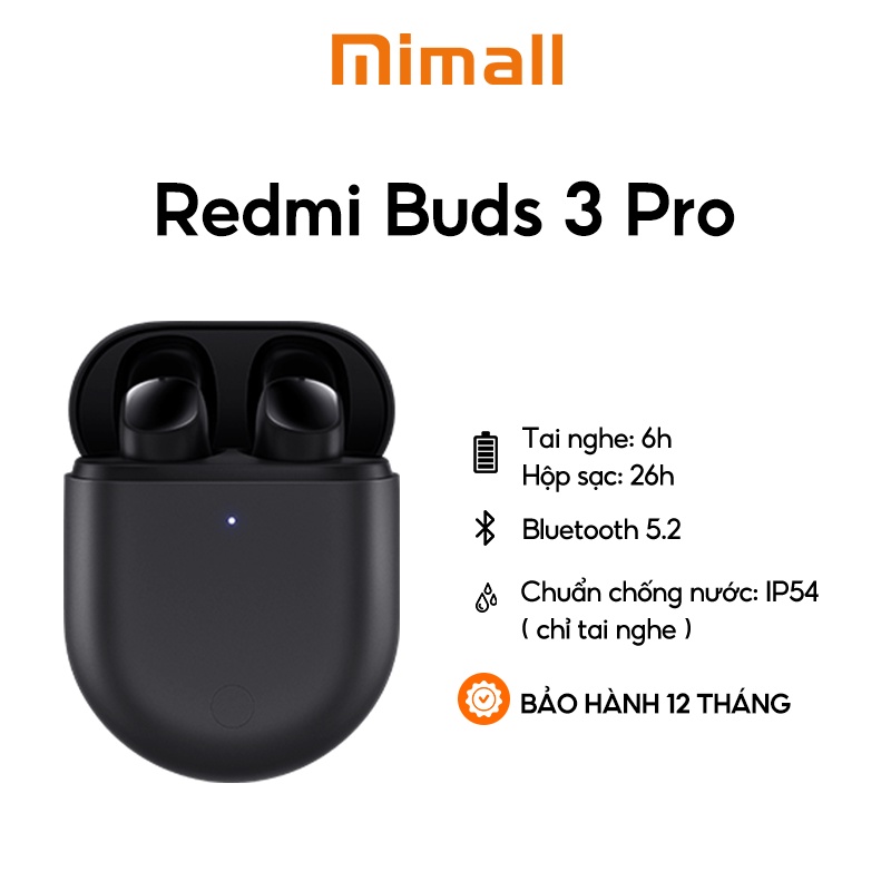 Tai nghe Redmi Buds 3 pro Khử tiếng ồn thông minh đến 35 dB | Kết nối hai thiết bị | Sạc không dây - Bảo hành 12 tháng