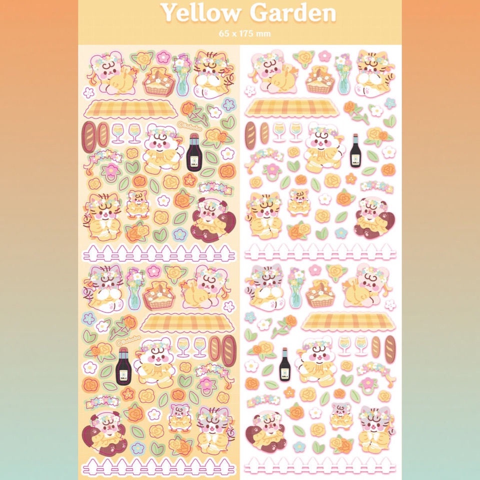 Peach 1Pcs GaLiCiCi Sticker Korean Small Roll Happy Life Sticker/PET Transparent Bottom Seamless Cartoon Girl Sticker/Photo Decorative Sticker