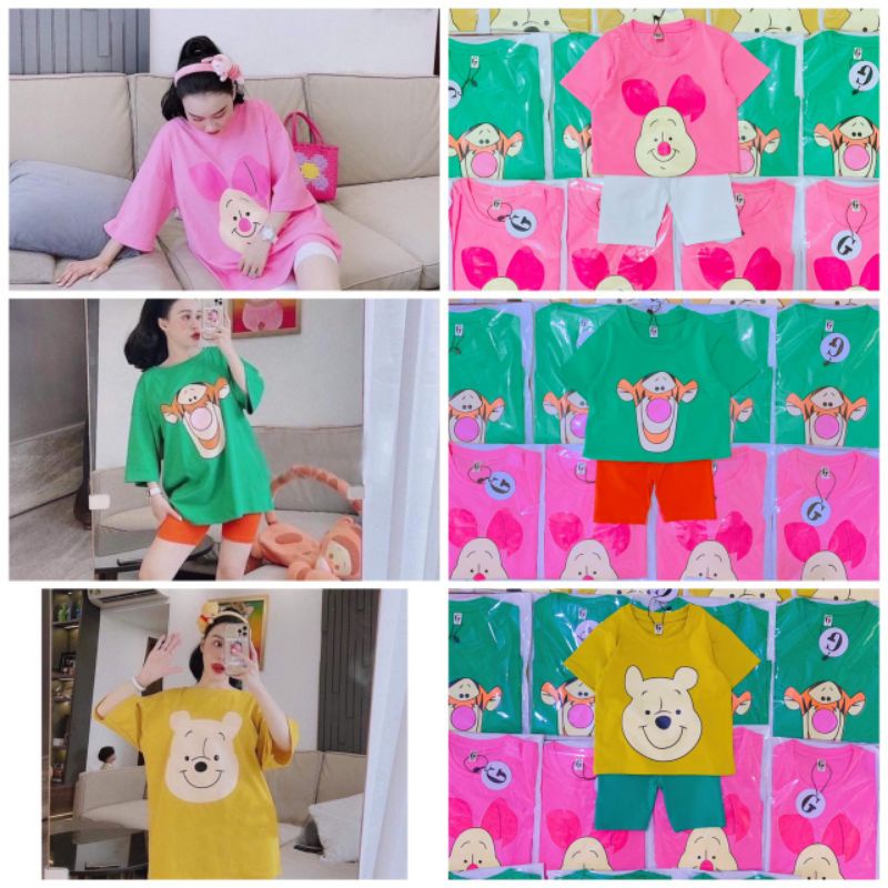 Đồ cặp mẹ và bé gái, bộ quần áo mẹ và bé gái - đồ đôi gia đình (Vải Cotton) size 8kg đến 65kg