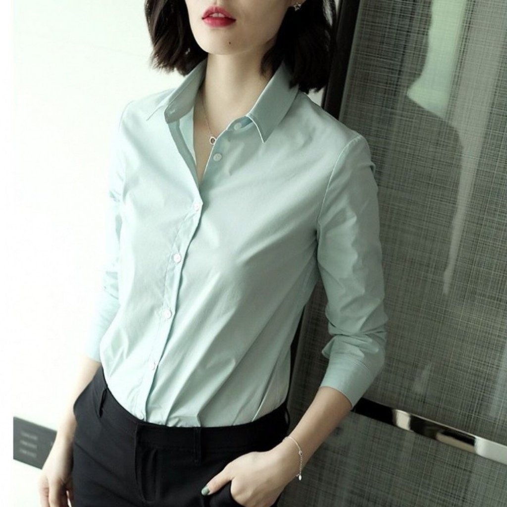 Sơ mi nữ trơn dài tay PONIVA Mã A158 Thời trang Mixup shop Thiết kế sơ mi thanh lịch