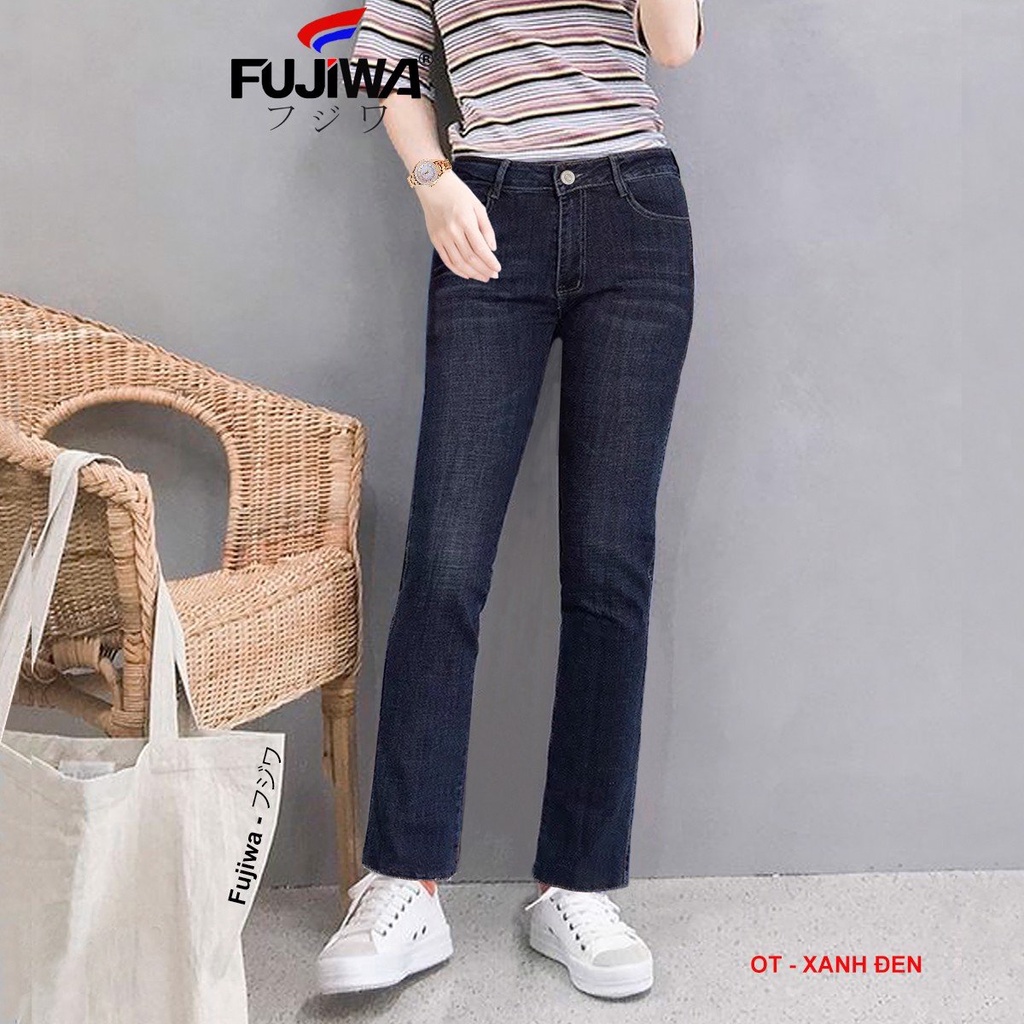 Quần Jean Nữ Ống Đứng Hơi Loe Gấu Tua FUJIWA - OT. Có Thun Co Giãn, Mềm Mịn. Size 26, 27, 28, 29, 30, 31, 32 (42 - 70kg)