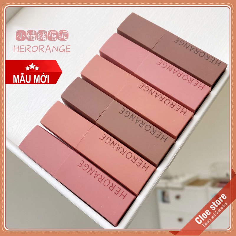 Son Herorange Matte lip color (MẪU MỚI) chất kem lì nhung mịn hàng nội địa trung