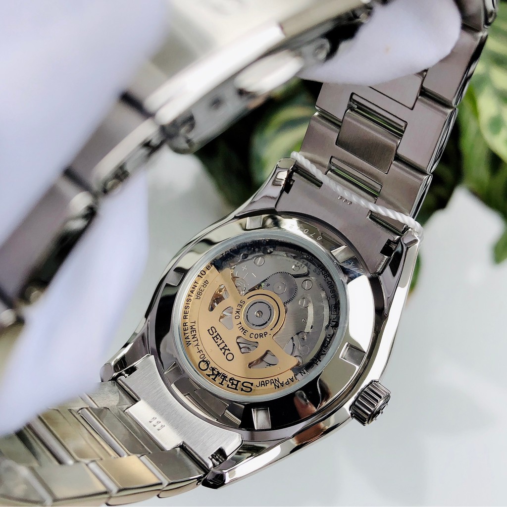 Đồng hồ Nam Seiko Presage SSA355J1 Hở tim,Mặt trắng-Máy cơ tự động Automatic-Dây kim loại cao cấp-Size 41mm