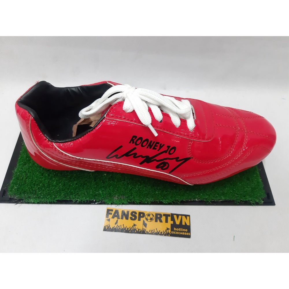 Giày chữ ký Wayne Rooney Manchester United red shoes COA display box