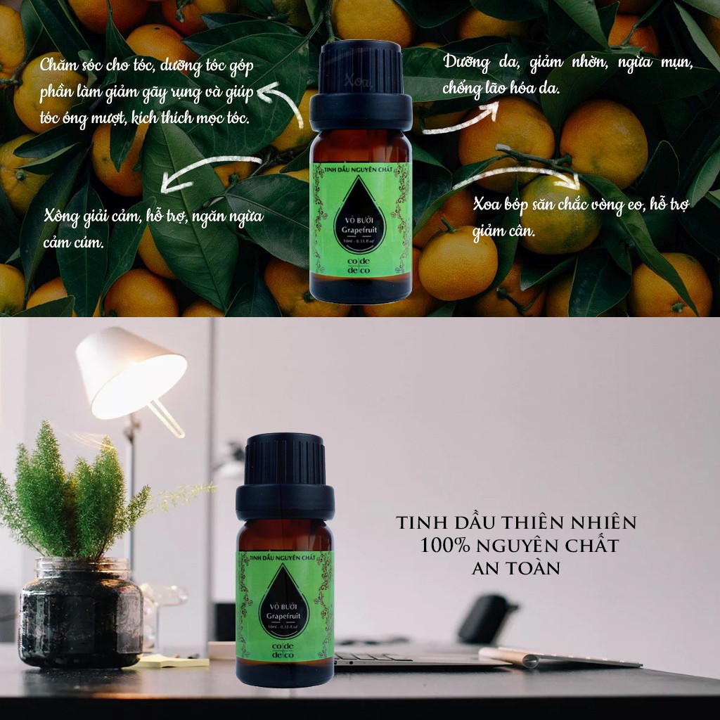 [Mã SKAMLTSM9 giảm 10% đơn 99K] Tinh Dầu Vỏ Bưởi CODE DECO 10ml Giúp Thơm Phòng, Khử Mùi , Thư Giãn