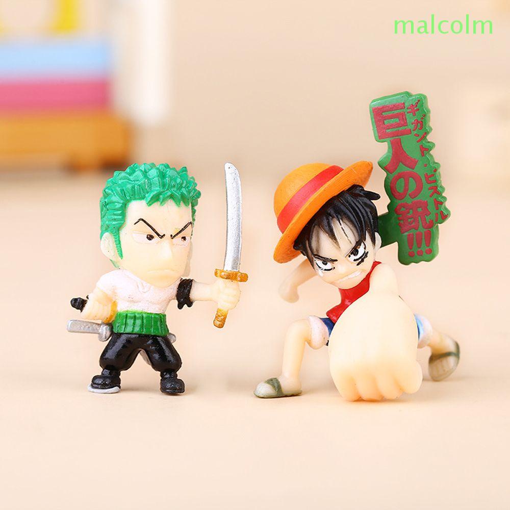 MALCOLM 6pcs/set Monkey D Luffy Mini Toys Model Dolls Action Figures Sanji Anime Collection PVC Chopper Japanese Roronoa Zoro