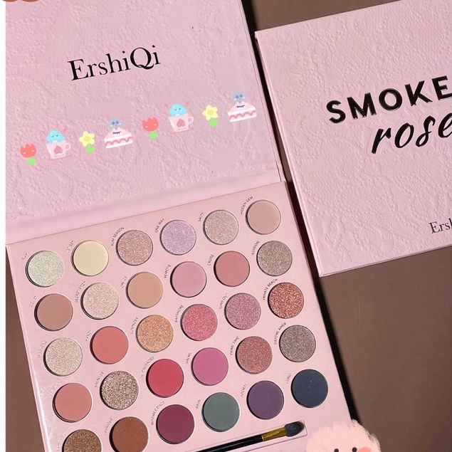 Bảng phấn mắt 30 ô ErshiQi tone hồng tặng kèm cọ đánh phấn mắt