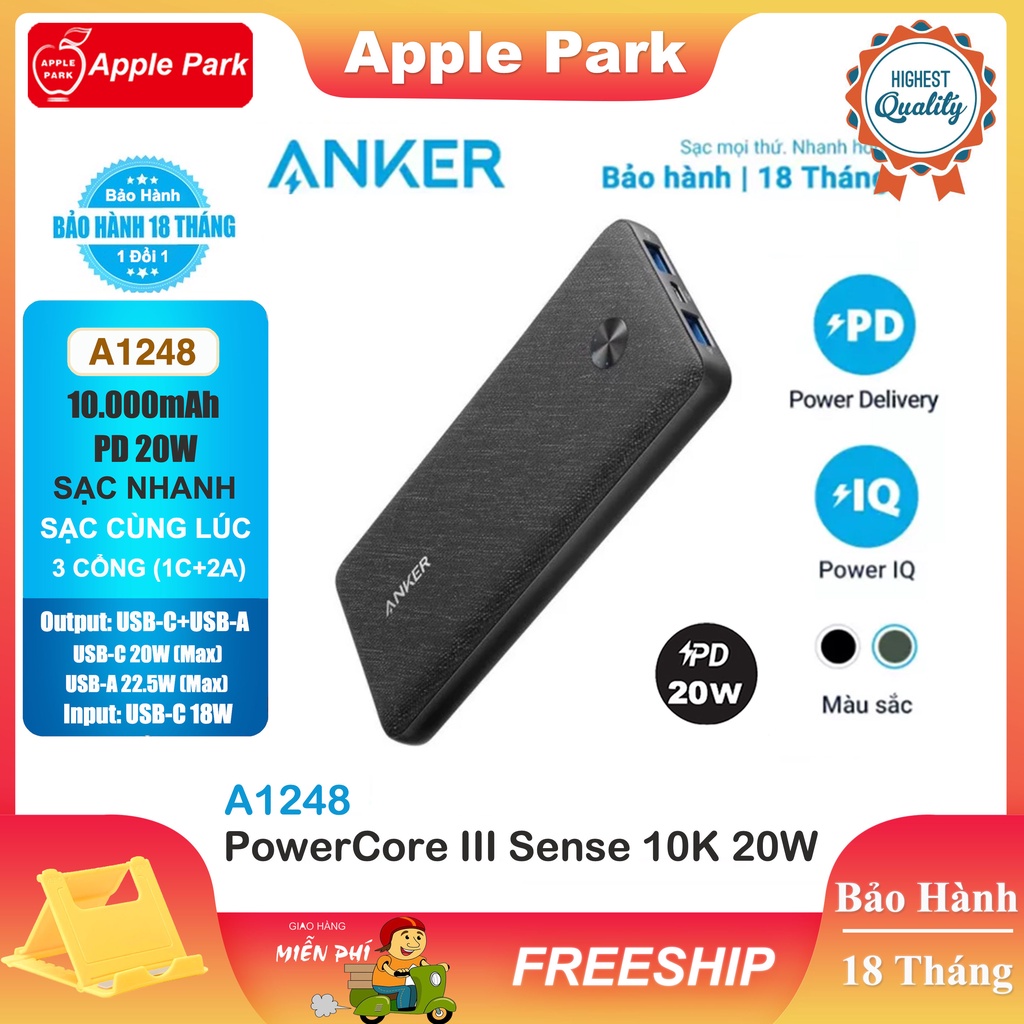 Pin Sạc Dự Phòng Anker A1248 PD 20W / A1617(18W) 10000mAh, A1617 Sạc không dây 10W/7.5W/5W,[Bảo hành 18 Tháng]