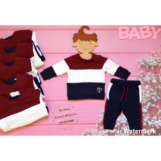 Set nỉ sọc ngang HM kids bé trai