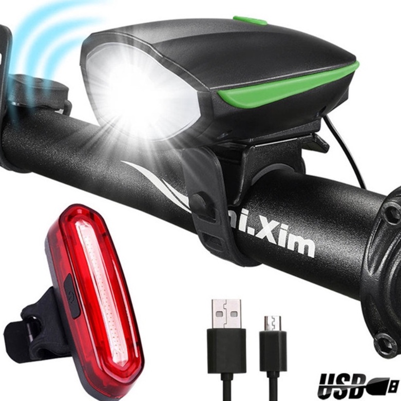 Đèn pin xe đạp siêu sáng chống nước IPX6 PACELINE 140db, hỗ trợ sạc USB