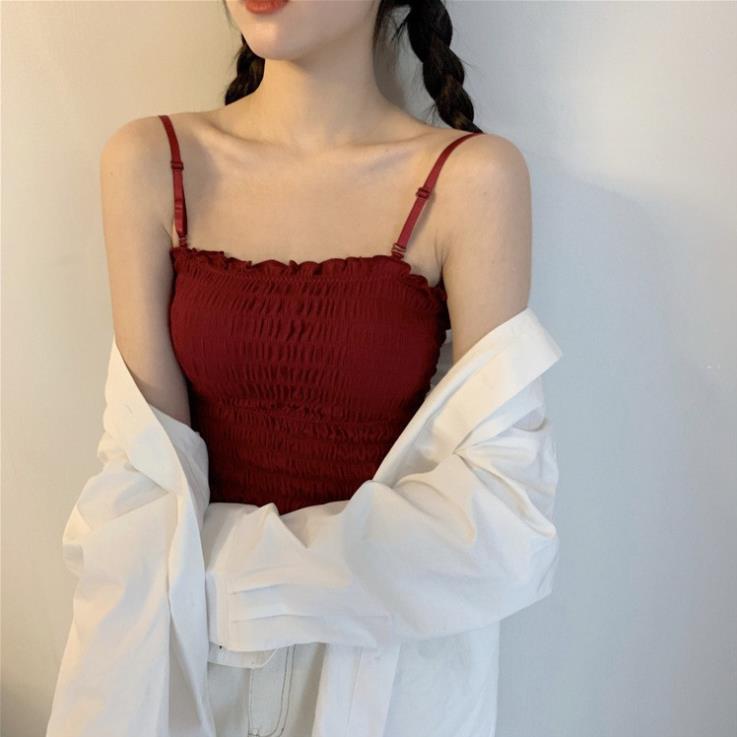 Áo Bra 2 Dây Nhún Dáng Dài - Bra Nữ Phong Cách CropTop Gợi Cảm A6843