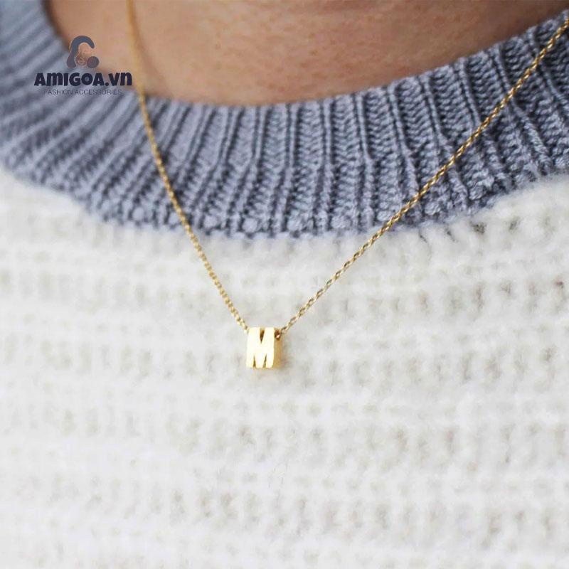 ✨✨ Vòng cổ kim loại phối mặt hình chữ cái tùy chọn đơn giản thời trang