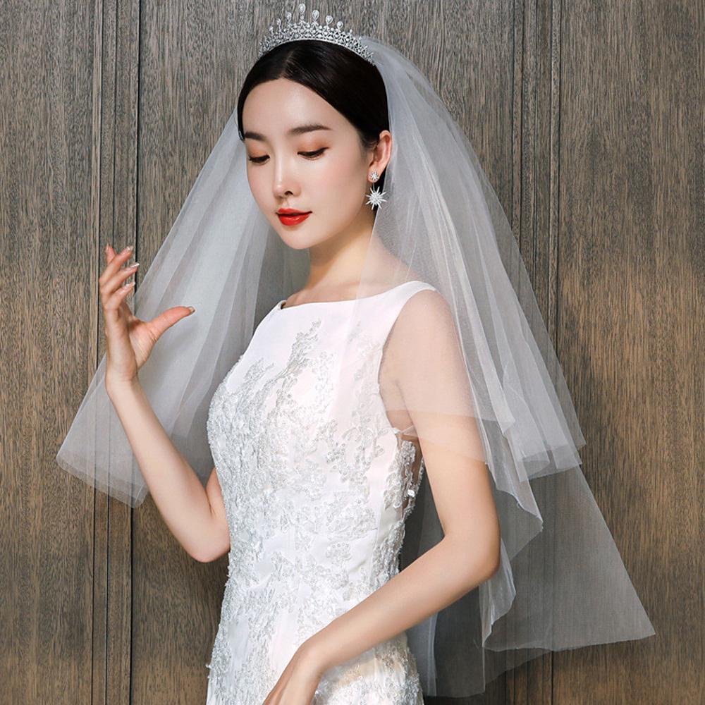 Mạng Che Mặt Màu Trắng Ngà Đơn Giản Kèm Lược Cài Dành Cho Cô Dâu