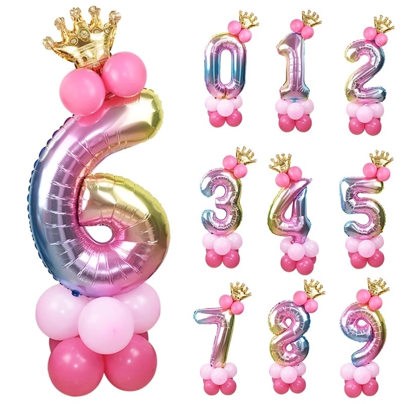 Bộ Bong Bóng Lá Nhôm Hình Chữ Số 32 Inch Dùng Trang Trí Tiệc Cưới / Sinh Nhật