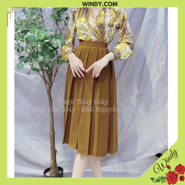 Chân váy xếp ly dáng dài màu đen, màu nâu- chân váy xếp ly công sở đẹp
