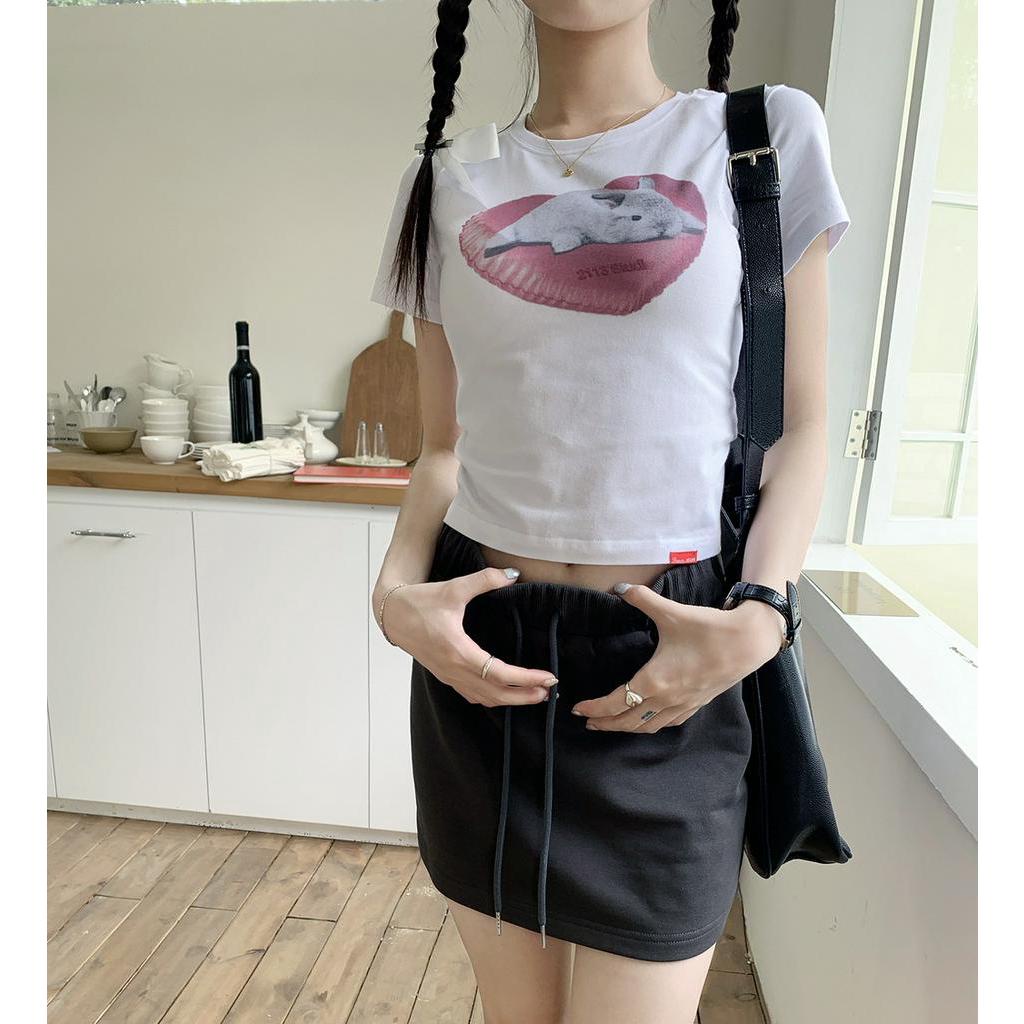 Áo Thun Cổ Tròn Họa Tiết Mèo Đen Phong Cách Hàn Quốc Thời Trang Mùa Hè 62389