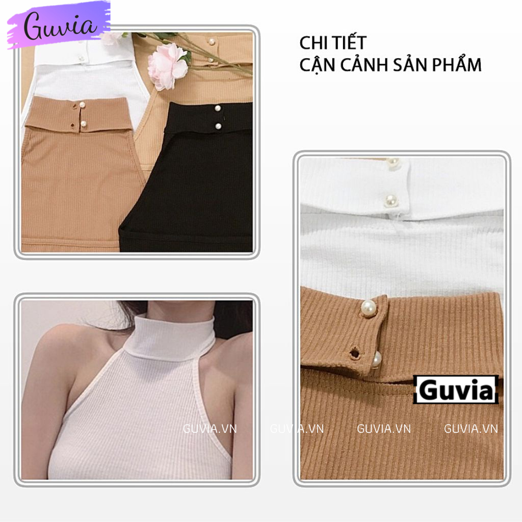 Áo Croptop YẾM CỔ LỌ Nữ Thun Gân Ulzzang Kiểu Ôm Body, Áo Thun Phong Cách Sexy Thời Trang GUVIA CR56