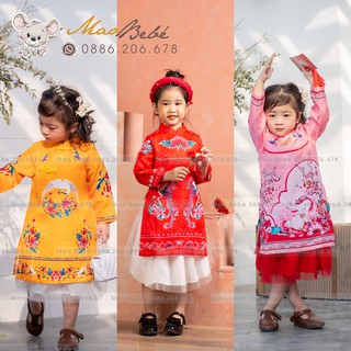 ÁO DÀI GẤM HÌNH DỄ THƯƠNG ĐÓN TẾT