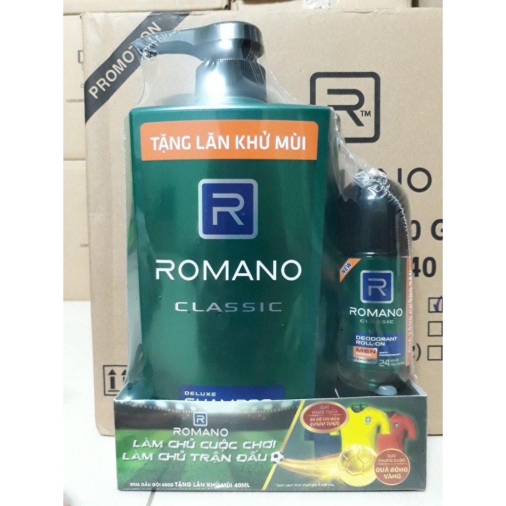 Dầu gội Romano Classic 650ml tặng kèm chai tắm gội 2in1