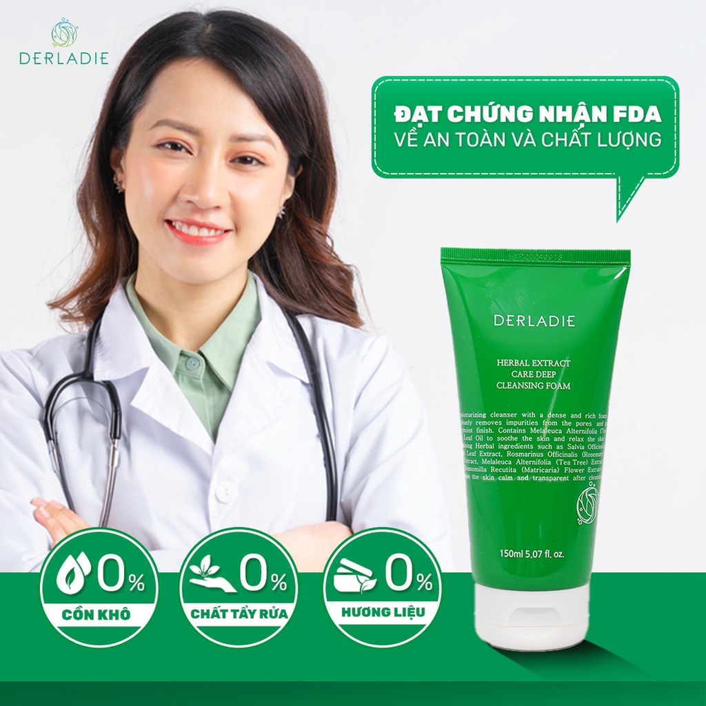 Sữa Rửa Mặt Derladie Tràm Trà Sạch Sâu, Kiềm Dầu dành cho da Dầu Mụn 150ml