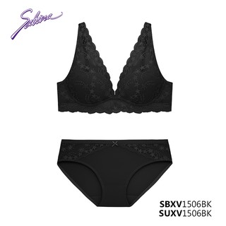 Combo Áo Lót Ren Quyến Rũ Độc Đáo Và Quần Đồng Bộ Màu Đen Mad Moiselle By Sabina SBXV1506BK+SUXV1506BK