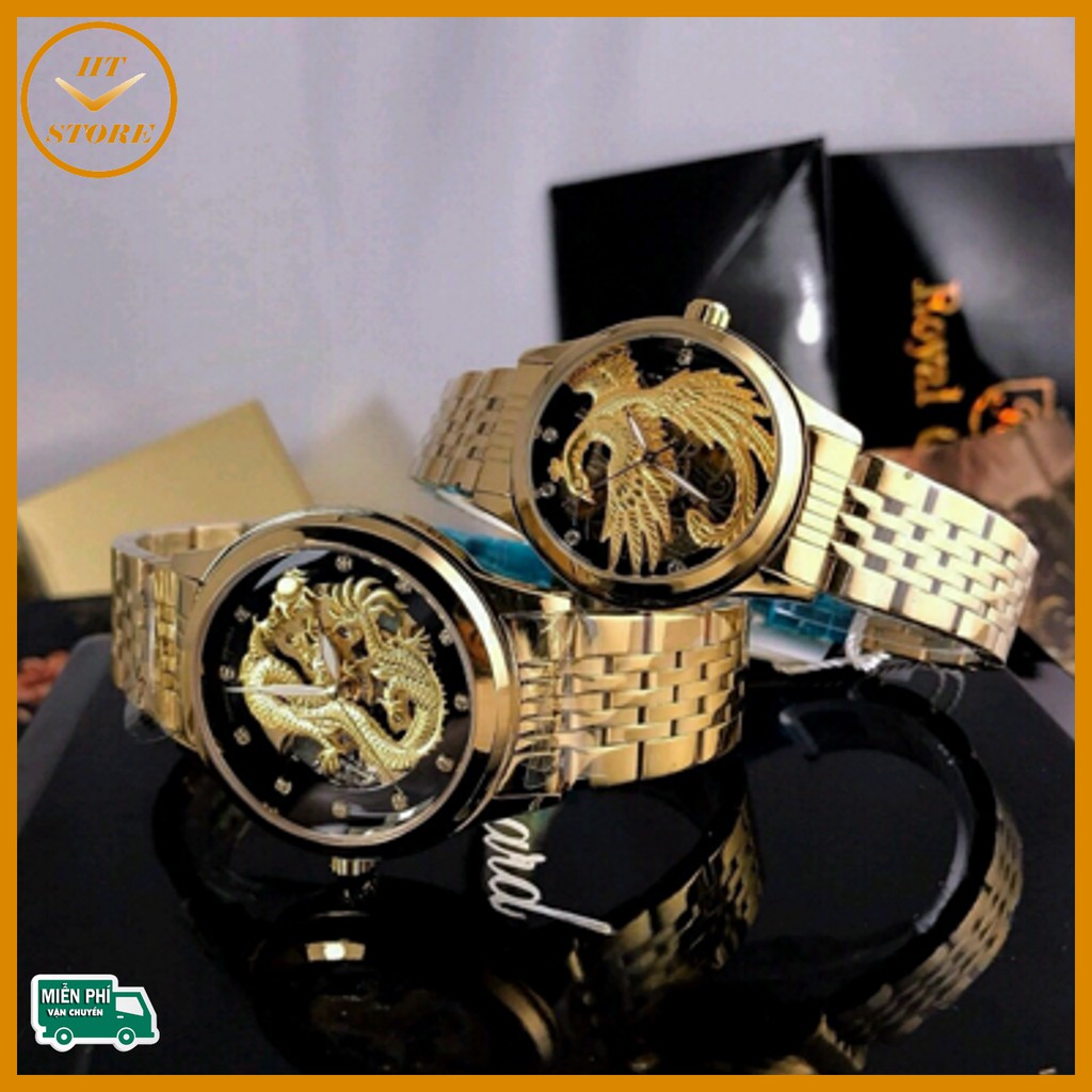 Đồng hồ nam chính hãng TEVISE đồng hồ cơ hình rồng phượng