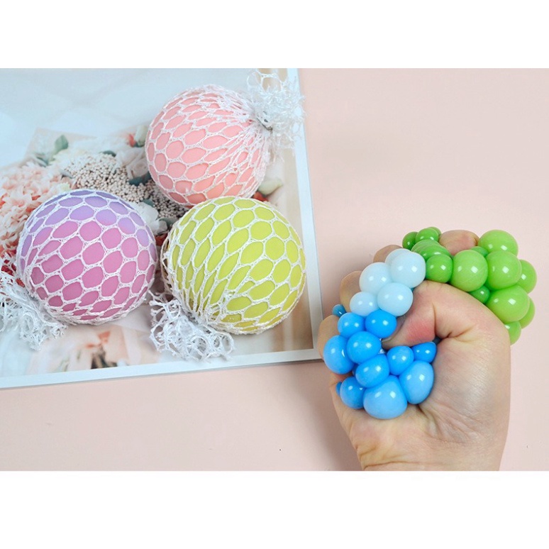 Trứng Lưới Đổi 2 màu Slime Nho Trút Giận, Quả Bóng Lưới Slime Gudetama Squishy Mochi